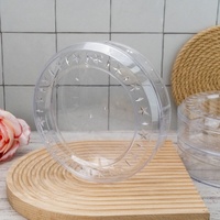Boîte de présentation pour pâtisserie en PS de qualité alimentaire, grand diamètre, 170x45mm, épaisseur 1mm, pour biscuits, gâteaux, pâtisseries, salades, JNH-025, couvercle transparent à bord étoilé, 750ml