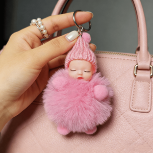 Poupée de sommeil, <span class=keywords><strong>boule</strong></span> de fourrure, accessoire suspendu, sac à dos mignon pour fille, décoration, princesse, porte-clés en peluche, jouet en gros - Product Image 3