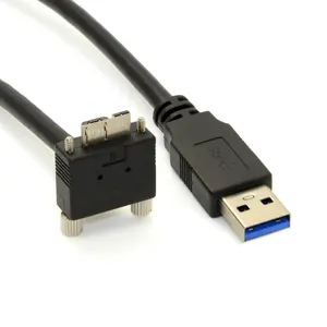 Guangying merek Kable/kabel USB A 3.0 ke mikro B sudut 90 derajat dengan sekrup kunci