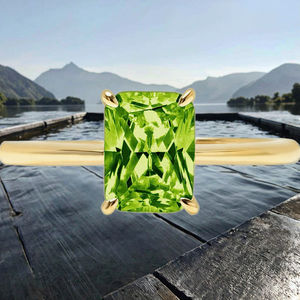 Anello di design classico alla moda con pietra gemma peridota verde impeccabile taglio radiante <span class=keywords><strong>solitario</strong></span> 4-polo per feste di fidanzamento - Product Image 2