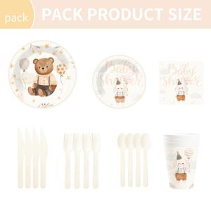 Decoraciones para Baby Shower de Oso Pardo DAMAI, Juego de Platos y Servilletas con Temática de Oso, Artículos para Fiestas de Cumpleaños de Bebé - Product Image 5