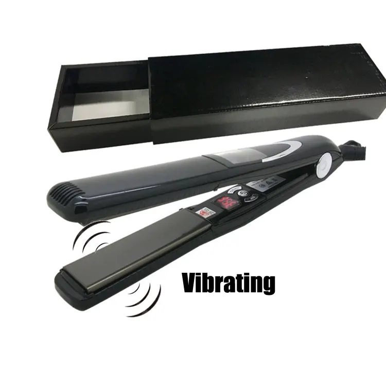 Plancha de pelo profesional de Cerámica/titanio de alta calidad, alisador de pelo personalizado, vibrador iónico