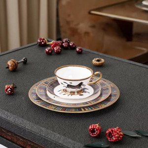 Wholesale Blue/Red European Classic Luxury Bone China Ceramic <b>Tea</b> & Coffee Cup <b>Set</b> with Horse Design 250ml Capacity Food Grade - Product Image 1