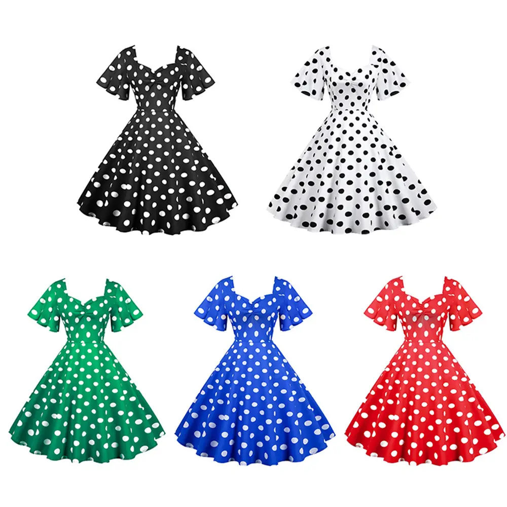 Fashion Luxury Prom Bridesmaid Floral Dresses Puff Sleeve Elegant Undefined Dress Girl Casual A Line Polka Dots Vintage Dress