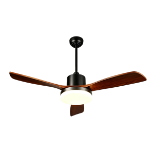 Ventilateur de plafond LED à 3 pales en bois grainé moderne pour salon, chambre et salle à manger - Product Image 4