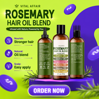 En stock, Best-seller transfrontalier : Huile essentielle de romarin, Huiles de ricin et de jojoba pour les soins capillaires, renforce et réduit les frisottis, fabriqué en Chine