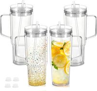 Gobelet Acrylique Effet Boule à Neige 40oz, Tasse en Plastique à Double Paroi pour Paillettes, Gobelet Transparent DIY avec Bouchon et Trou Pré-percé