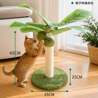 Griffoir pour chat en forme de palmier de coco 45 cm, design en sisal, avec balles suspendues, base en peluche, tour à griffer pour chat OEM