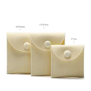 Pembe poşet Bijoux 9.5*7cm özel süet kumaş takı çantaları özelleştirilmiş düğme çanta mikrofiber süet takı kılıfı