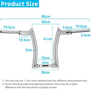 مقود دراجة نارية OEM بارتفاع 14 و16 بوصة وارتفاع 2 بوصة من الألومنيوم يناسب سوفتيل فات بوي هارلي، مقود سميك على شكل قرن الثور للتعديل - Product Image 2