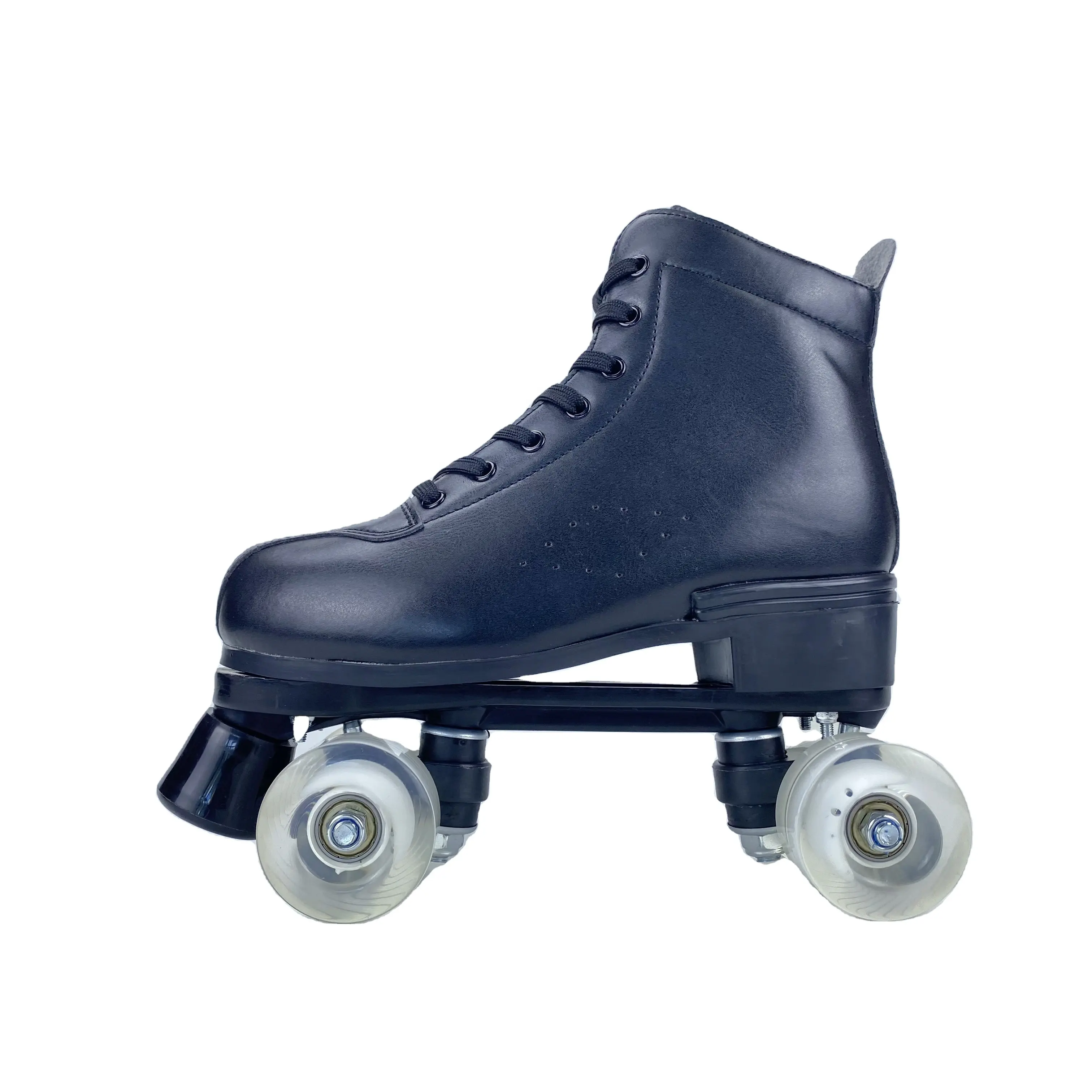 여성과 남성을 위한 롤러 스케이트 신발 초보자를 위한 클래식 PU 가죽 하이탑 더블 로우 롤러 스케이트,