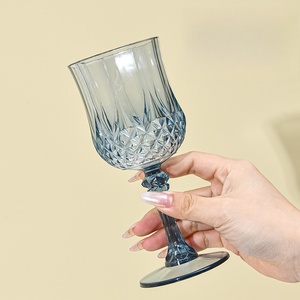 Calici da Vino Blu <span class=keywords><strong>Vintage</strong></span> in Plastica Trasparente, <span class=keywords><strong>Bicchieri</strong></span> Stile Retrò per Grandi Eventi e Ricevimenti di Nozze - Product Image 2