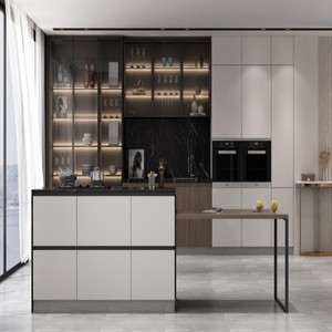 BAILOM - Mueble de Cocina Modular Personalizable, Ecológico, Rústico y Moderno, Color Gris Claro Mate, Laminado, Sin Tiradores, de Madera - Product Image 4