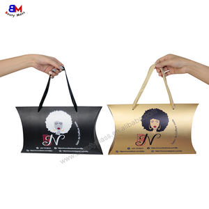 Boîtes à perruques de luxe en gros Emballage de logo personnalisé Boîte d'oreiller Boîte-cadeau avec poignée Emballage de paquet de cheveux - Product Image 3
