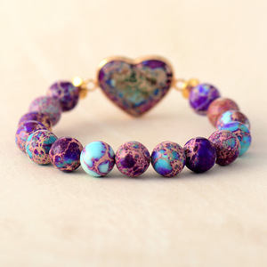 Bracelet élastique en forme de cœur en pierre impériale pour femmes, bijoux à sertissage clos pour un usage quotidien - Product Image 4