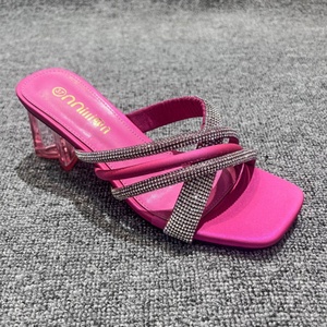 2026 New Styles Low Heels Anti-Slip Cross-Strap Summer Slippers <b>Women</b> Shoes Big Size Fashion Rhinestone <b>Sandals</b> for Ladies - Product Image 3