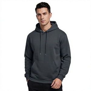 Sweat-shirt à capuche en molleton gris uni pour homme, coupe classique, design décontracté avec poche, vêtements d'automne, vêtements de sport d'hiver, 100% coton - Product Image 5