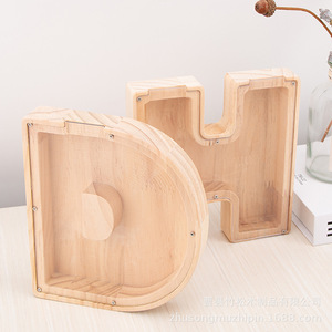 Hucha de madera con 26 letras y estante extraíble, caja de dinero, artículo decorativo artesanal - Product Image 2