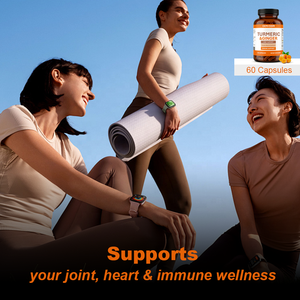 Capsules de curcuma et de gingembre - Complément alimentaire pour le soutien des articulations, du cœur et du système immunitaire |   Complément alimentaire naturel à base de plantes, 60 gélules, OEM/ODM - Product Image 6
