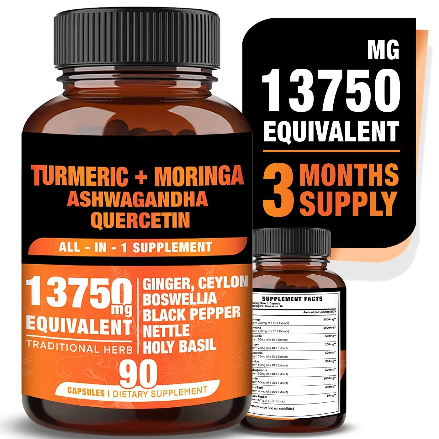 Integratore tutto in 1 curcuma Moringa Boswellia zenzero quercetina Ceylon energia Immune antiossidante supporto articolare capsule