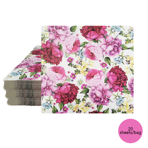 LR 6,5 Zoll Einweg-Servietten mit Individuellem Klassischem Blumendruck, Abbaubar, Lebensmittelecht, Weiche Papierservietten, 20 Blatt für den Tisch - Product Image 4