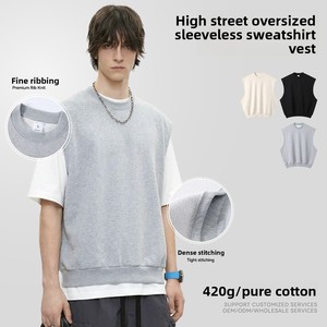 Camiseta de Algodón Grueso de 420g, Sólida, Transpirable, que Absorbe la Humedad, para Hombre, Estilo Casual, Corte Holgado, con Dobladillo en Forma de Abanico, Estilo Urbano - Product Image 2