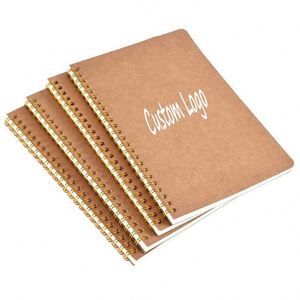 Cuaderno Espiral Escolar A5 de Papel Kraft Marrón con Tapa Dura, Páginas Interiores con Cuadrícula Punteada, Personalizado con Logotipo - Product Image 1