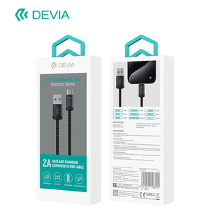 Devia 2a1m hợp kim nhôm màu đen + Dệt USB Type-C sạc dữ liệu điện thoại di động Cáp sạc nhanh đúc Hộp bao bì - Product Image 1