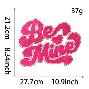 Bestseller zum Valentinstag: Chenille-Aufbügelpatches mit Goldglitter-Pailletten, Bestickte 'Be Mine' XOXO Love Valentine Logo Deko-Patches - Product Image 4