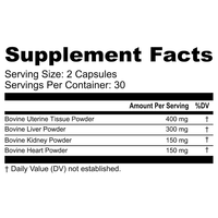 Rosebest Vente en Gros OEM Marque Privée HALAL Complément Alimentaire en Capsules d'Organes de Bœuf Nourri à l'Herbe (Utérus/Hépatique/Rennes/Cœur) pour Femmes