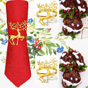 Anillo de Servilleta de Lujo con Reno Dorado Navideño, Soporte Metálico para Servilletas con Diseño de Ciervo, Decoración de Mesa para Fiestas, Bodas y Banquetes, Unidad Individual - Product Image 3