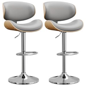 Silla <span class=keywords><strong>de</strong></span> Bar <span class=keywords><strong>de</strong></span> Cuero Sintético, Estilo Rústico, Directo <span class=keywords><strong>de</strong></span> Fábrica, Personalizable, Base <span class=keywords><strong>de</strong></span> Acero, Taburete Giratorio con Altura Ajustable - Product Image 2