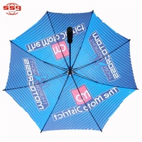 Payung Golf Minimalis Promosi Custom dari Aluminium Alloy, Cetak Digital Logo Besar, Pembukaan Semi-Otomatis, 130cm