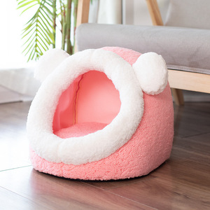 Cama de felpa con diseño de animales para mascotas, cueva de gatos, suave, extraíble, para invierno - Product Image 5