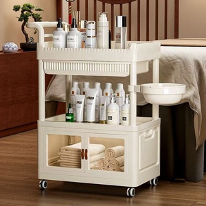 Chariot de rangement de luxe haut de gamme pour salon, en plastique, design moderne, 4 roues, déplacement facile, chariot de salon stable pour usage en salon de beauté - Product Image 1