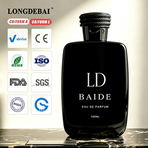 Custom Colored <b>Flat</b> Crimp Perfume Spray Bottle 50ml 100ml <b>Men</b> Empty Glass Perfume Bottle With Box Packaging - Product Image 1
