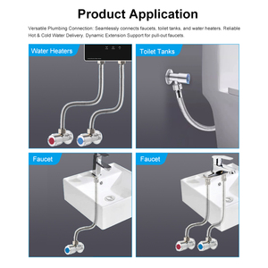 Tuyau flexible tressé en métal pour raccordement d'eau, en acier inoxydable, pour douche, toilettes, bidet, cuisine, remplacement de plomberie - Product Image 3