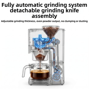 Cafetière à filtre tout-en-un avec panneau de commande tactile, programmable, automatique, moulin intégré, en acier inoxydable - Product Image 4