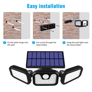 Lámpara Solar LED de Pared para Jardín con Sensor de Movimiento, Impermeable IP65, Ángulo Ajustable, Alto Brillo, Iluminación Automática - Product Image 4
