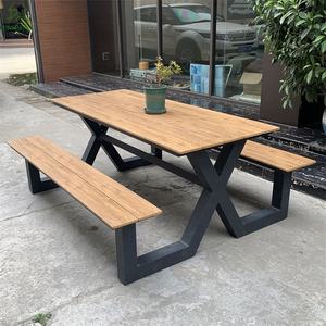 Conjunto de muebles de <span class=keywords><strong>jardín</strong></span> para exteriores, café barato, juego de mesa de picnic de madera de plástico, Banco de patio y juego de mesas para restaurante - Product Image 3