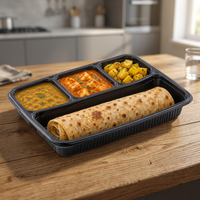 Plateau en polypropylène de qualité alimentaire 4 compartiments blanc/noir, capacité personnalisable, multicolore, boîte à lunch, préparation de repas, plateaux de traiteur, vente en gros