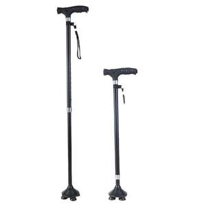 Bastón telescópico de aleación de aluminio para personas mayores, antideslizante, de cuatro patas, ajustable, con soporte de terapia magnética ligero - Product Image 1