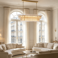 Lustre moderne de luxe en gros, design rond, luminaire suspendu pour salle à manger, salon, hôtel, verre transparent noir