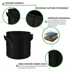 Seau de plantation <span class=keywords><strong>en</strong></span> feutre de tissu non tissé noir sac de culture de semis de pommes de terre de fleurs de jardinage - Product Image 6