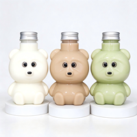 Gobelets à thé au lait Boba en forme d'ours mignons de 450 ml (15 oz) avec couvercle, bouteilles jetables en plastique de qualité alimentaire pour jus et boissons, idéales pour les cafés et les fêtes