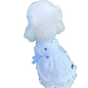 Summer <b>Cat</b> Princess Dress Pure White Floral Lace Breathable Pet <b>Clothes</b> For Small Dog Teddy - Product Image 5