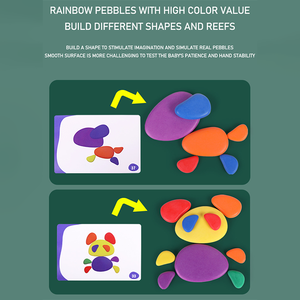 Neuankömmling Baby Holz Regenbogen Kopfstein pflaster gestapelt Stein Matching-Spiel Pädagogische Crazy Pebble Bausteine Spielzeug für Kinder - Product Image 3
