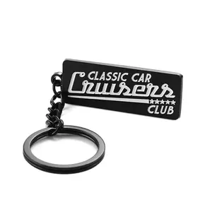 Personalized Metal Molder Car Keyholder Keychains Letter Logo Metal Black Soft Enamel Keyring Custom Car Keyring With Logo