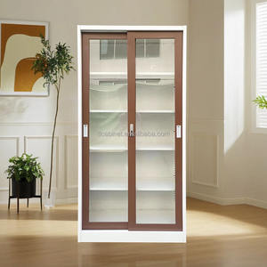 Meubles de bureau en acier porte coulissante en verre bibliothèque classeur/pièces d'étagère en métal - Product Image 2