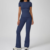 CIYING nouvelles femmes entraînement T-Shirt à manches courtes et Leggings évasés ensemble personnalisé Fitness Yoga Leggings à manches courtes ensemble d'entraînement